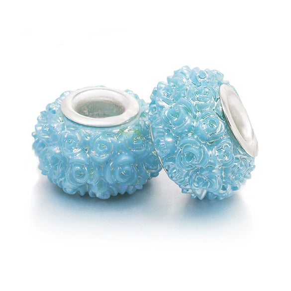 Metal Resin Beads Handmade Jewelry Accessories With Engraved Eternal Flower Totem Pattern Electroplating Process