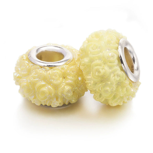 Metal Resin Beads Handmade Jewelry Accessories With Engraved Eternal Flower Totem Pattern Electroplating Process