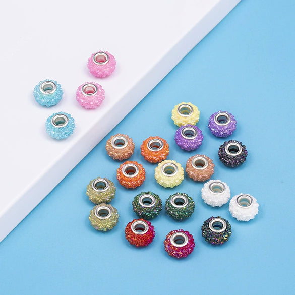 Metal Resin Beads Handmade Jewelry Accessories With Engraved Eternal Flower Totem Pattern Electroplating Process