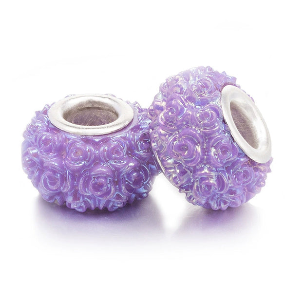 Metal Resin Beads Handmade Jewelry Accessories With Engraved Eternal Flower Totem Pattern Electroplating Process