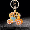 Metal Resin Keychain Diamondencrusted Princess Pumpkin Car Shape Cute Creative Pendant For Women