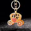 Metal Resin Keychain Diamondencrusted Princess Pumpkin Car Shape Cute Creative Pendant For Women