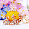 Metal Resin Keychain Diamondencrusted Princess Pumpkin Car Shape Cute Creative Pendant For Women