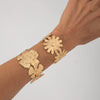 Metal Retro Exaggerated Flower Open Bracelet For Women With Electroplating