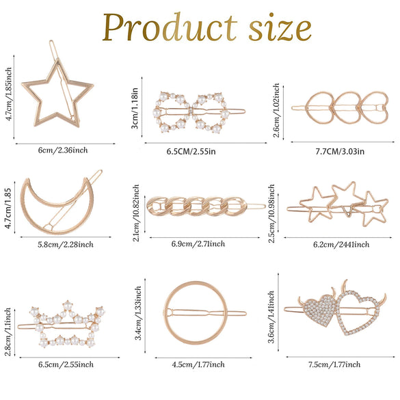 Metal Retro Geometric Rhinestone Star Moon Pearl Women's Hair Accessories Electroplating Hairpin