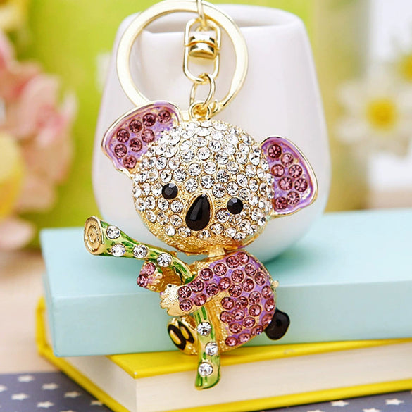Metal Rhinestone Koala Bear Car Key Chain And Women's Bag Pendant