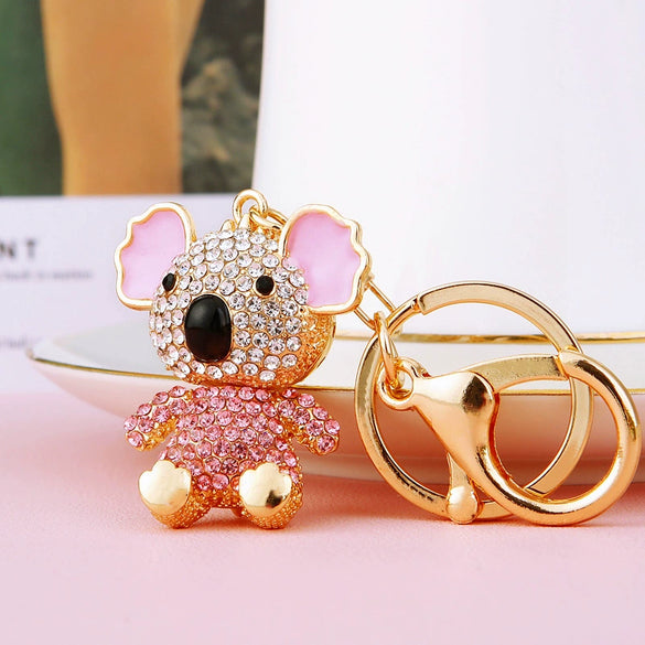 Metal Rhinestone Koala Bear Car Key Chain And Women's Bag Pendant