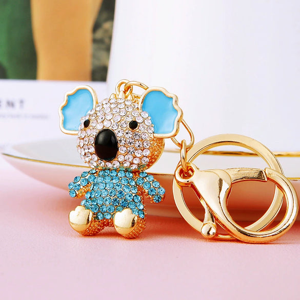 Metal Rhinestone Koala Bear Car Key Chain And Women's Bag Pendant