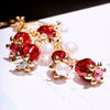 Metal Rhinestone Pearl Pomegranate Flower Keychain Light Luxury Style For Female