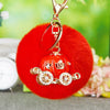 Metal Rhinestone Pumpkin Car Keychain Cute Creative Bag Pendant Female Plush Gift