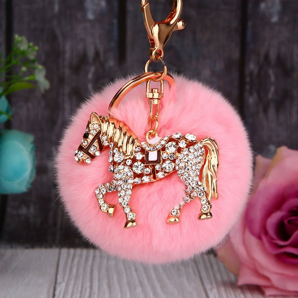 Metal Rhinestone Pumpkin Car Keychain Cute Creative Bag Pendant Female Plush Gift