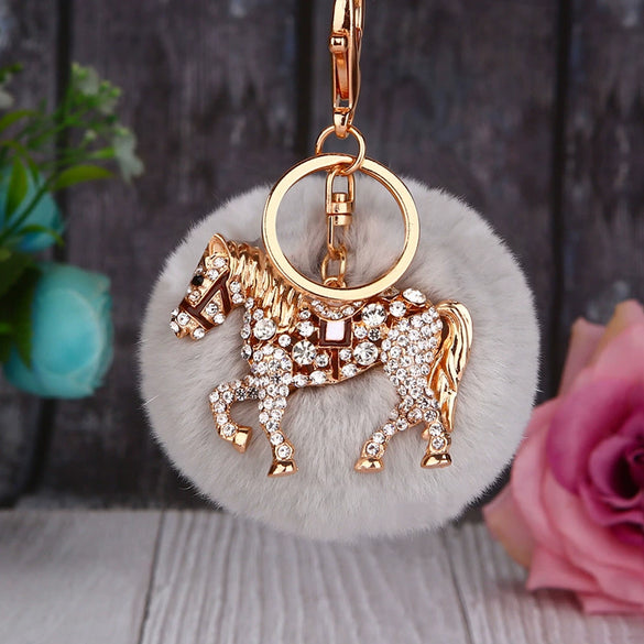 Metal Rhinestone Pumpkin Car Keychain Cute Creative Bag Pendant Female Plush Gift
