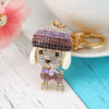 Metal Rhinestone Puppy Cartoon Key Chain For Women's Bag Pendant