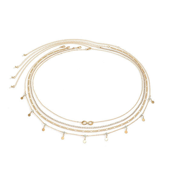Metal Rhinestone Sequins Electroplating Waist Chain For Women