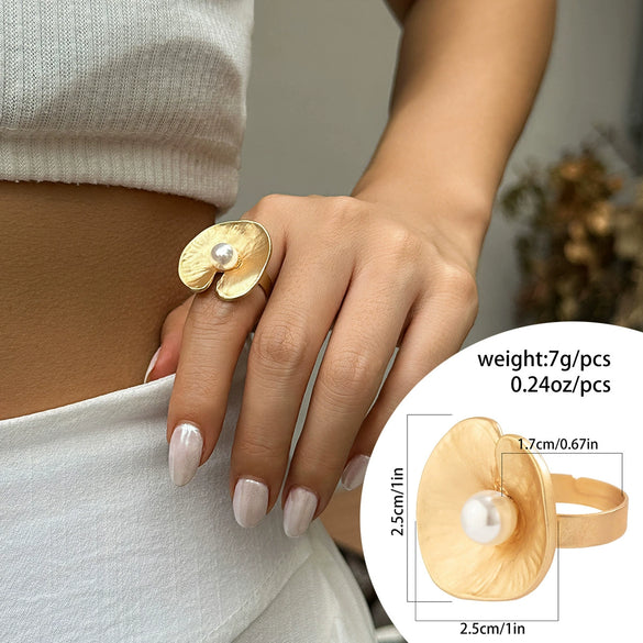 Metal Ring Women's Alloy Geometric Flower Style Electroplating Hand Ornament