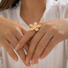 Metal Ring Women's Alloy Geometric Flower Style Electroplating Hand Ornament