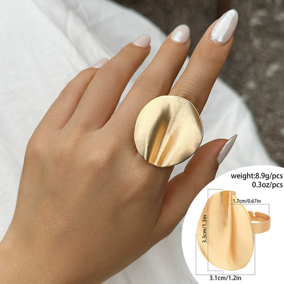 Metal Ring Women's Alloy Geometric Flower Style Electroplating Hand Ornament