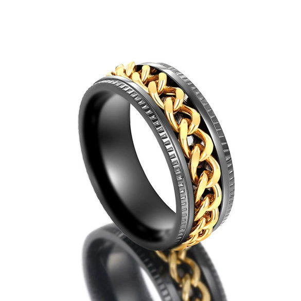 Metal Rotatable Ring Stainless Steel Geometric Hip Hop Style Electroplating