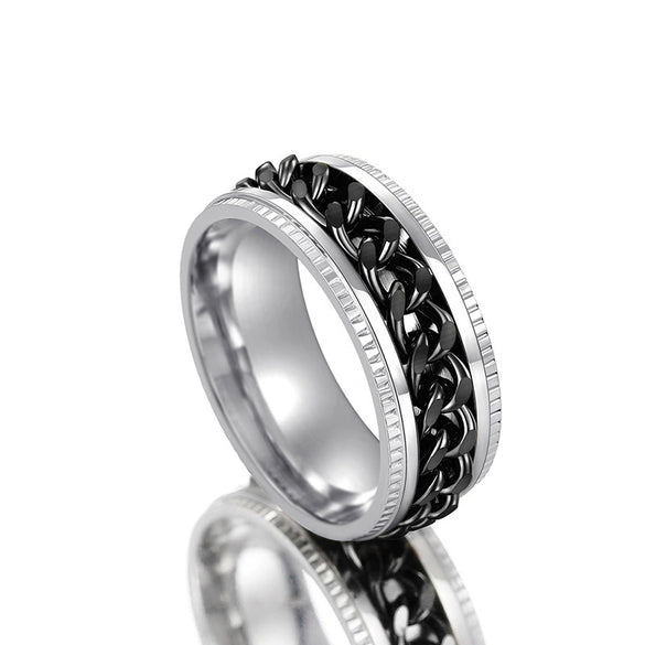 Metal Rotatable Ring Stainless Steel Geometric Hip Hop Style Electroplating