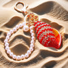 Metal Shell Pearl Conch Car Keychain With Diamond Encrustment For Men And Women As Bag Pendant And Gift