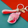 Metal Shell Pearl Conch Car Keychain With Diamond Encrustment For Men And Women As Bag Pendant And Gift