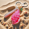Metal Shell Pearl Conch Car Keychain With Diamond Encrustment For Men And Women As Bag Pendant And Gift