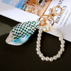 Metal Shell Pearl Conch Car Keychain With Diamond Encrustment For Men And Women As Bag Pendant And Gift
