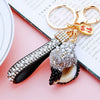 Metal Shell Pearl Conch Car Keychain With Diamond Encrustment For Men And Women As Bag Pendant And Gift