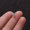 Metal Small Earrings For Cartilage Piercing Inlaid With Zircon And Flower Pattern For Women