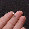 Metal Small Earrings For Cartilage Piercing Inlaid With Zircon And Flower Pattern For Women