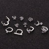 Metal Small Earrings For Cartilage Piercing Inlaid With Zircon And Flower Pattern For Women