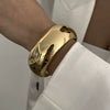 Metal Smooth Spring Buckle Bracelet With Knock Pattern And Electroplating For Women