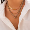 Metal Snake Bone Chain Geometric Style Necklace For Women Electroplated