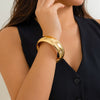 Metal Snake Stripe Wide Open Bracelet For Women Niche Style Electroplated
