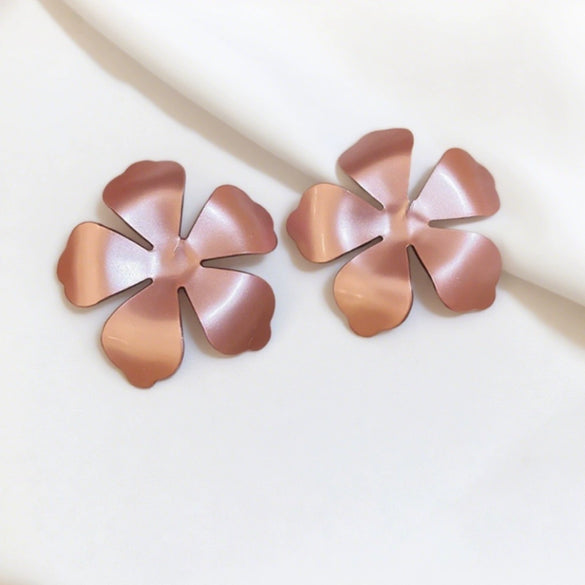 Metal Spraypainted Flower Earrings Simple And Cool Style