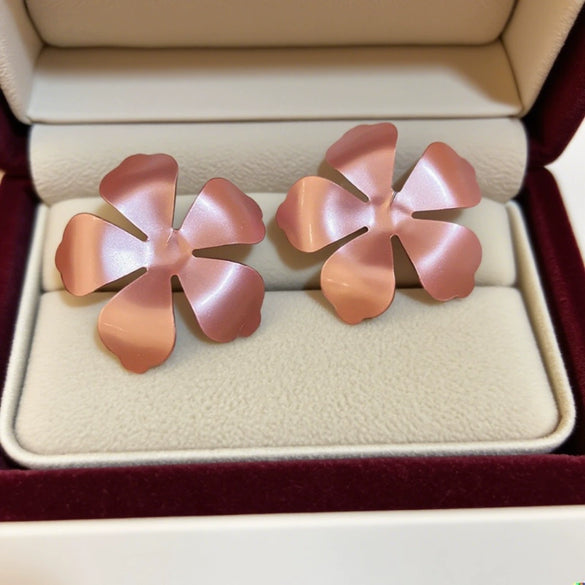 Metal Spraypainted Flower Earrings Simple And Cool Style