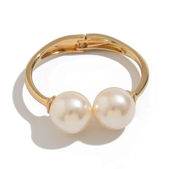 Metal Spring Bracelet Punk Stacked Multilayer Geometric Ins Style For Women With Big Pearl And Electroplating