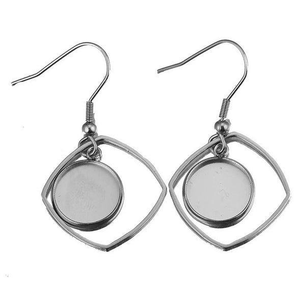 Metal Stainless Steel Geometric Irregular Ear Hook Empty Pendant Earrings Accessories With Electroplating Treatment