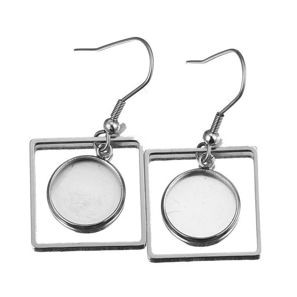 Metal Stainless Steel Geometric Irregular Ear Hook Empty Pendant Earrings Accessories With Electroplating Treatment
