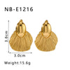 Metal Stainless Steel Geometric Leaf Earrings For Women With 18K Vacuum Plating In Furnace Unique Design Simple High End Sense