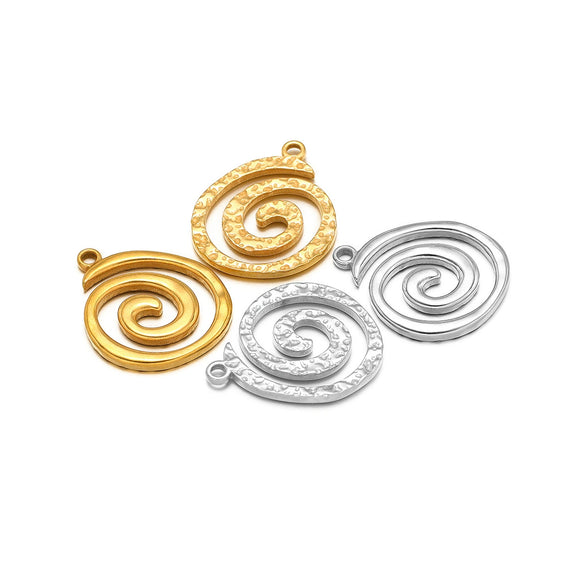 Metal Stainless Steel Gold Round Vortex Spiral Swirl Pendant Jewelry Accessories With Electroplating