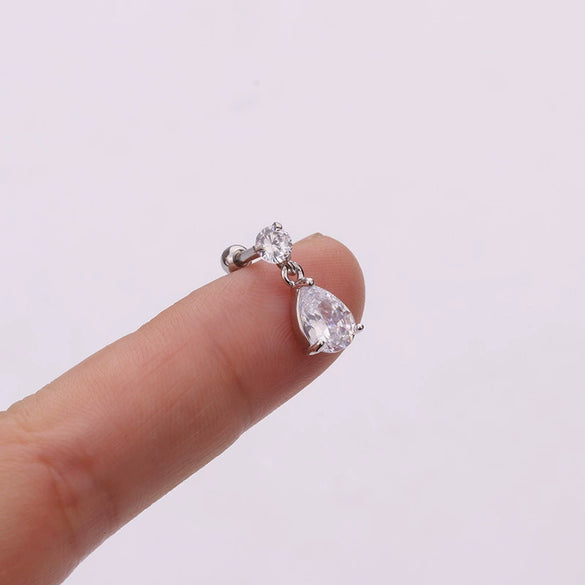 Metal Stainless Steel Heart Shaped Inlaid Zircon Cartilage Earrings