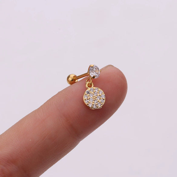 Metal Stainless Steel Heart Shaped Inlaid Zircon Cartilage Earrings