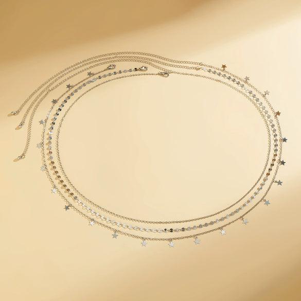 Metal Star Butterfly Waist Chain For Female Simple Style