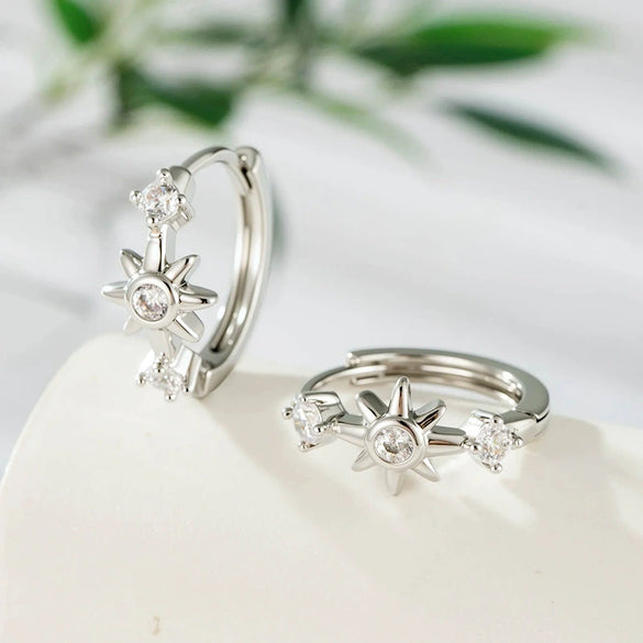 Metal Star Zirconia Fashion Style Unisex Piercing Earrings