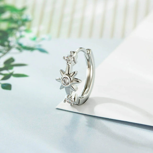 Metal Star Zirconia Fashion Style Unisex Piercing Earrings