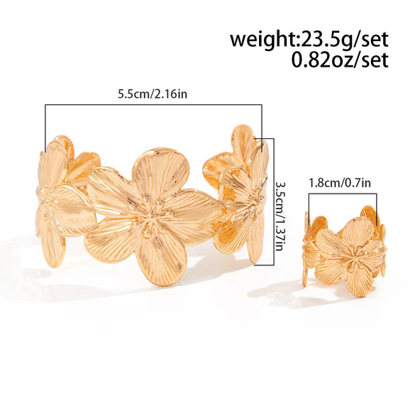 Metal Starfish Butterfly Opening Bracelet With Electroplating Design