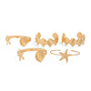 Metal Starfish Scallop Geometric Open Bracelet Set For Women With Electroplating