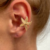 Metal Starfish Shell Cshaped Ear Clip And Flower Moon Earrings With Electroplating Star And Flower Pattern For Women