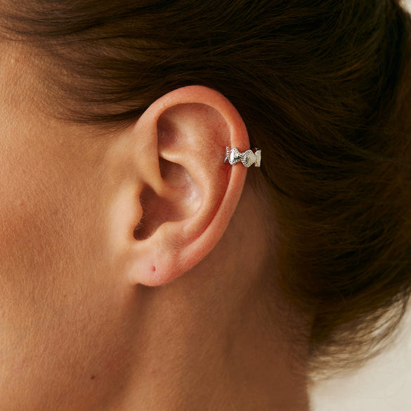 Metal Starfish Shell Cshaped Ear Clip And Flower Moon Earrings With Electroplating Star And Flower Pattern For Women